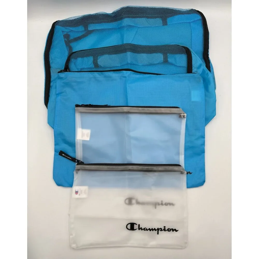 NWT Champion 6-Piece Packing Cube Set Travel Luggage Organizer Pouch Light Blue